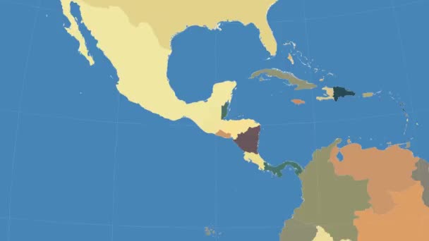 Guatemala outlined and glowed. Neighbourhood. Administrative — Stock Video