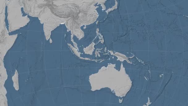 Indonesië geschetst en gloeide. Buurt. Hoogte — Stockvideo