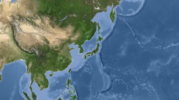 Japan zijn geschetst, alsmede gloeide. Buurt. Satelliet — Stockvideo