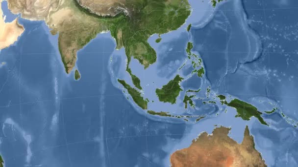 Malasia esbozó y brilló. Vecindad. Satélite — Vídeos de Stock