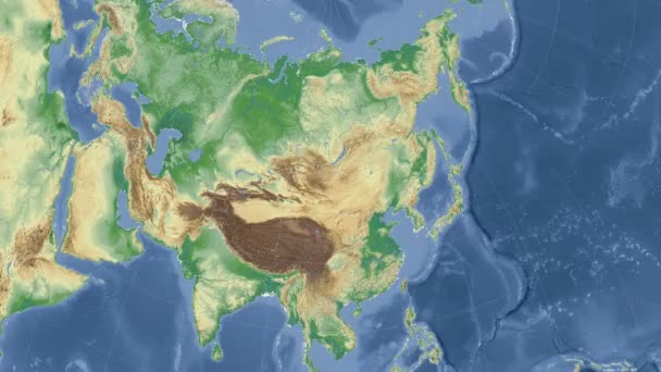 Die Mongolei umriss und glühte. Nachbarschaft. physisch — Stockvideo