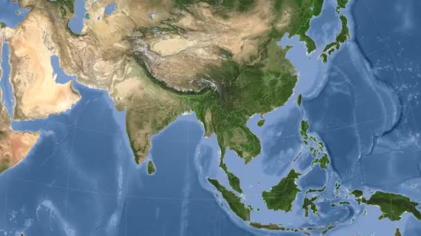 Myanmar beskrivs och glödde. Grannskap. Satellit — Stockvideo