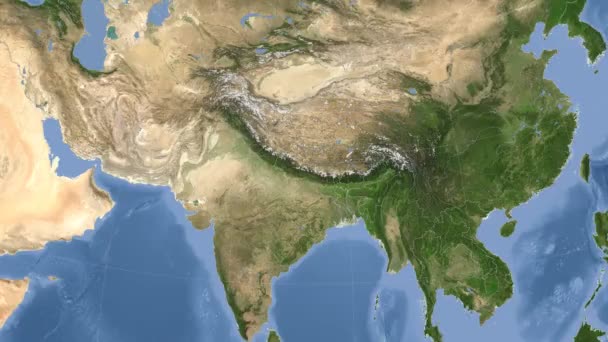 Nepal delineato e illuminato. Vicinato. Satellite — Video Stock