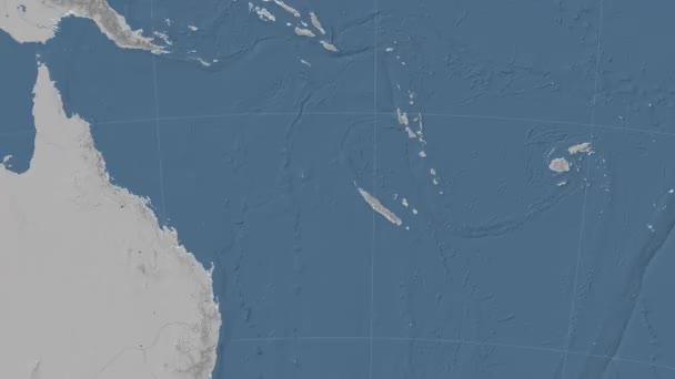 Nieuw-Caledonië geschetst en gloeide. Buurt. Hoogte — Stockvideo