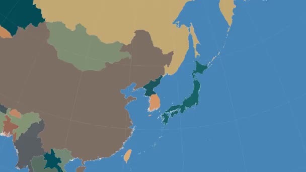 A Coreia do Norte delineou e brilhou. Vizinhança. Administrativo — Vídeo de Stock