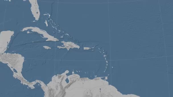Porto Rico delineato e illuminato. Vicinato. Elevazione — Video Stock