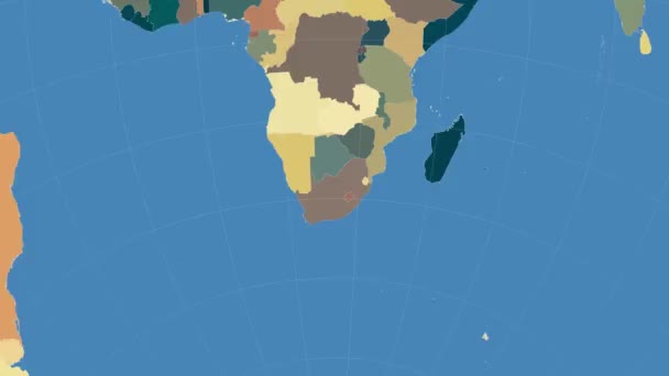 Zuid-Afrika geschetst en gloeide. Buurt. Administratieve — Stockvideo