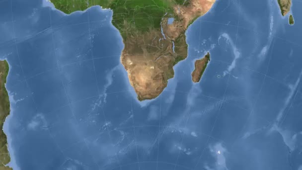 Sydafrika beskrivs och glödde. Grannskap. Satellit — Stockvideo