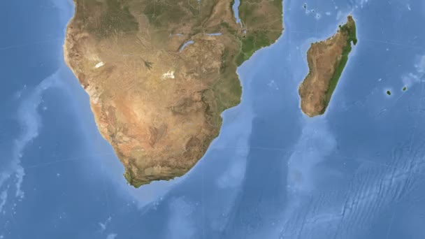 Swaziland beskrivs och glödde. Grannskap. Satellit — Stockvideo