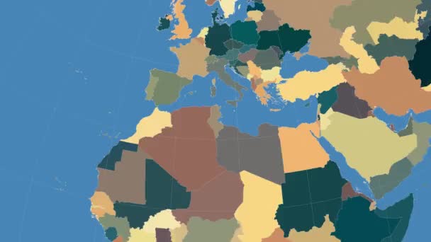 Tunisen umrissen und glühten. Nachbarschaft. Verwaltung — Stockvideo