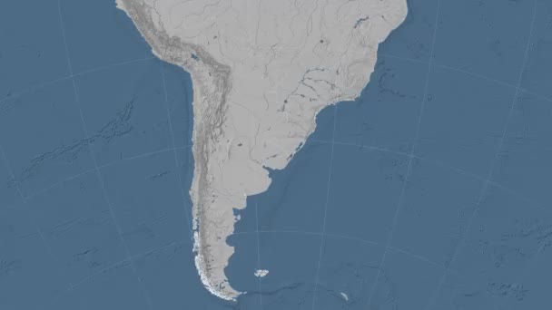 Uruguay outlined and glowed. Neighbourhood. Elevation — Stock Video