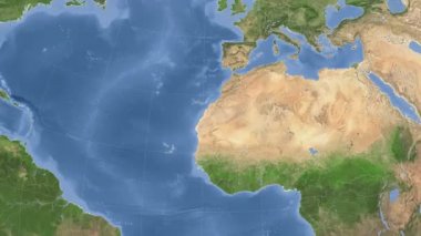 Western Sahara outlined and glowed. Neighbourhood. Satellite