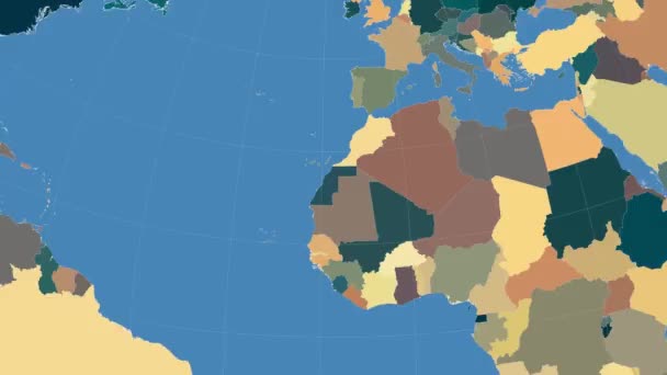 Sahara occidentale delineato e illuminato. Vicinato. Amministrativo — Video Stock