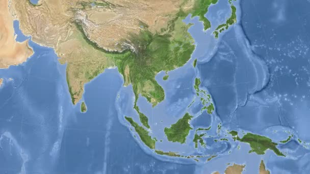 O Vietname delineou e brilhou. Vizinhança. Satélite — Vídeo de Stock