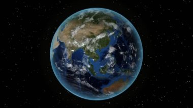 Cezayir. Uzayda 3d Dünya - Cezayir yakınlaştırma özetlenen. Yıldız gökyüzü arka plan