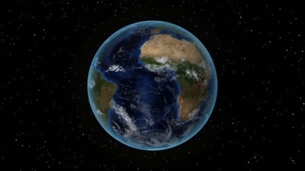 Argentina. 3D Earth i rymden-zooma in på Argentina beskrivs. Star Sky bakgrund — Stockvideo