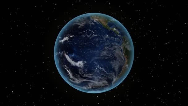 Australien. 3D-Erde im Weltraum - zoomen Sie auf Australien skizziert. Sternenhimmel Hintergrund — Stockvideo