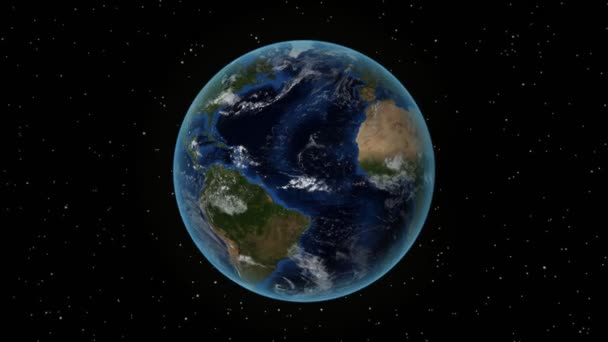 Cuba. 3D Earth in space - zoom avant sur Cuba esquissé. Fond ciel étoilé — Video