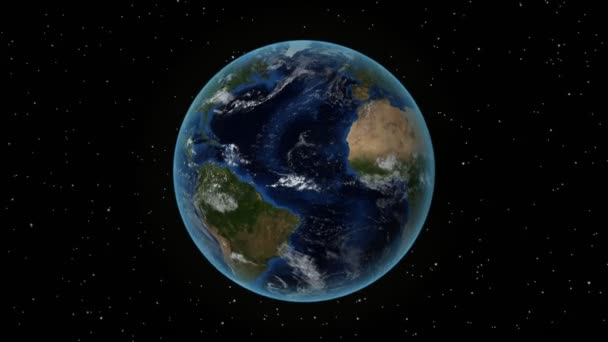 Dominikana. 3D Earth w kosmosie-Powiększ na Dominikanie zarysowane. Gwiazda niebo tło — Wideo stockowe