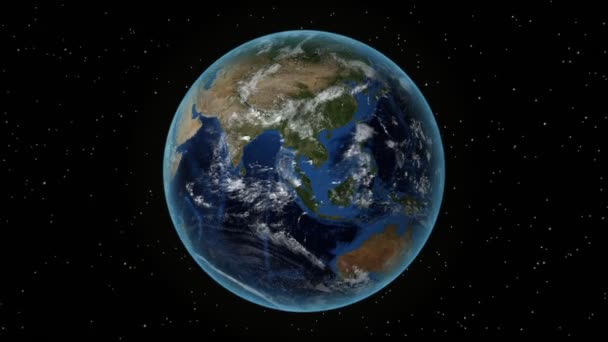 Egyiptom. 3D föld térben-nagyítás Egyiptom körvonalazott. Csillagos ég a háttérben — Stock videók