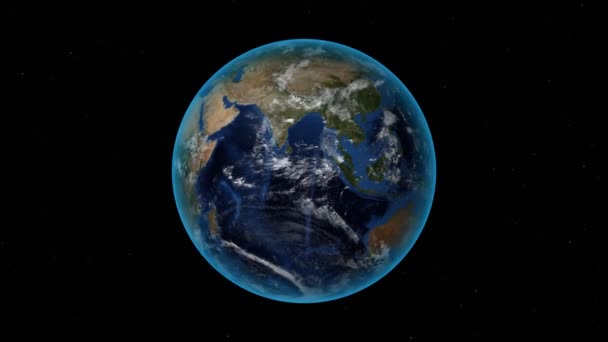 Gwinea Równikowa. 3D Earth w kosmosie-Powiększ w Gwinei Równikowej zarysowane. Gwiazda niebo tło — Wideo stockowe