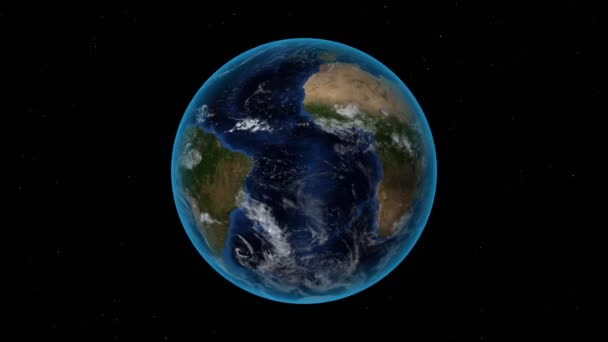 Îles Malouines. 3D Earth in space - zoom avant sur les îles Malouines esquissé. Fond ciel étoilé Clip Vidéo