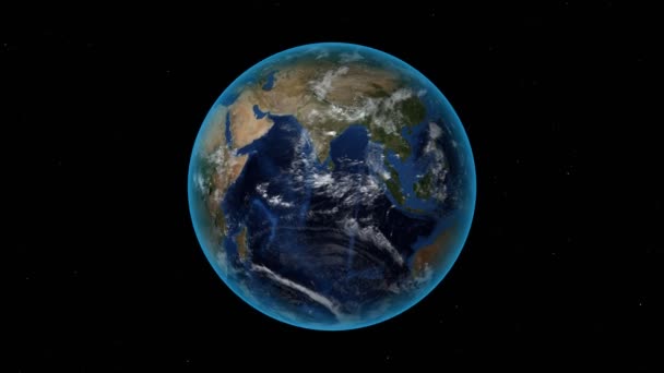 ガンビア。宇宙の3D地球 - ガンビアの輪郭を拡大します。星空の背景 — ストック動画