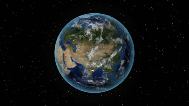 Islândia. Terra 3D no espaço - zoom em Islândia delineado. Céu estrelado fundo — Vídeo de Stock