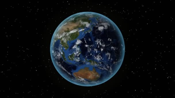 Iraq. 3D Earth in space - zoom in on Iraq outlined. Star sky background — Wideo stockowe