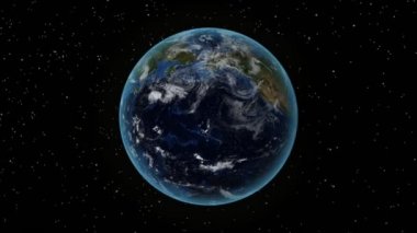 Kazakistan. Uzayda 3d Dünya - Kazakistan yakınlaştırma özetlenen. Yıldız gökyüzü arka plan
