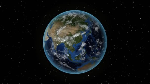 Ιορδανία. 3D Earth στο διάστημα-ζουμ στην Ιορδανία σκιαγραφείται. Αστέρι στο φόντο του ουρανού — Αρχείο Βίντεο