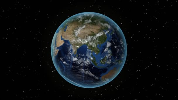 Λιβερία. το 3D Earth στο διαστημικό ζουμ στη Λιβερία περιέγραψε. Αστέρι στο φόντο του ουρανού — Αρχείο Βίντεο