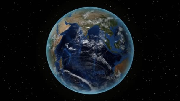 Μαλάουι. 3D Earth στο διάστημα-ζουμ στο Μαλάουι σκιαγραφείται. Αστέρι στο φόντο του ουρανού — Αρχείο Βίντεο