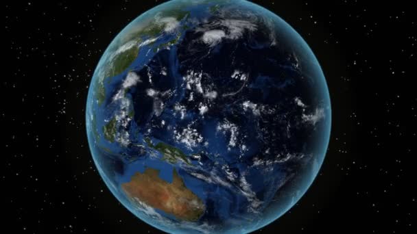 Malaien. 3D-Erde im Weltraum - zoomen Sie auf Malaysia skizziert. Sternenhimmel Hintergrund — Stockvideo