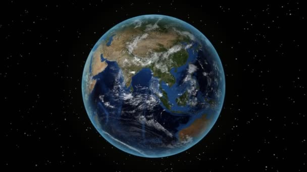 Mali'ye. Uzayda 3d Dünya - Mali yakınlaştırma özetlenen. Yıldız gökyüzü arka plan — Stok video