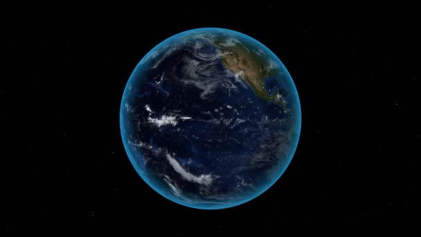 New Caledonia. 3D Earth in space - zoom in on New Caledonia outlined. Star sky background — Videoclip de stoc