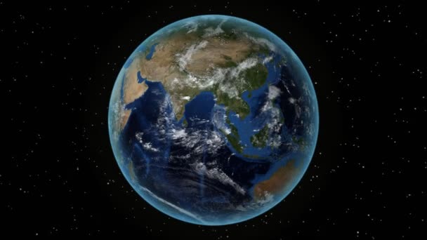 Níger. Terra 3D no espaço - zoom no Níger delineado. Céu estrelado fundo — Vídeo de Stock