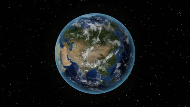 Норвегия. 3D Земля в космосе - увеличьте изображение Норвегии. Звездное небо — стоковое видео