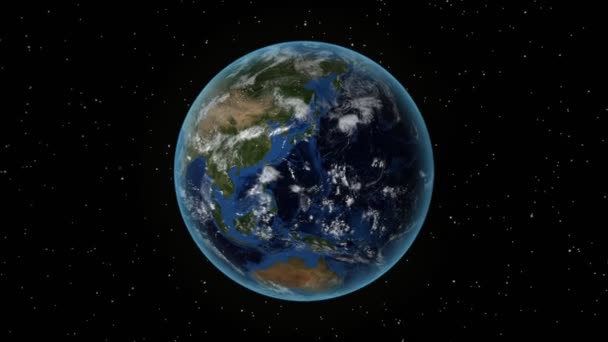 Oman. 3D Earth i rymden-zooma in på Oman beskrivs. Star Sky bakgrund — Stockvideo