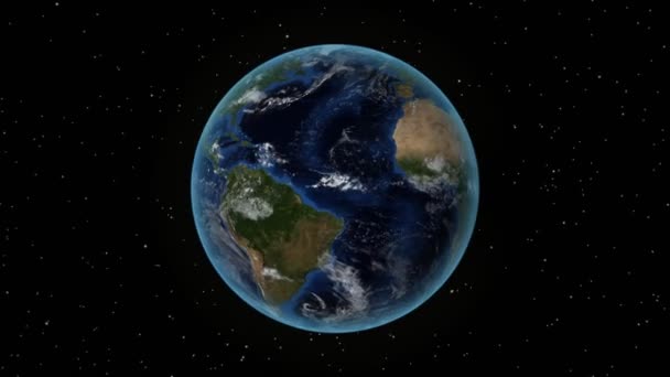 Panama. 3D Earth in space - zoom avant sur Panama esquissé. Fond ciel étoilé — Video