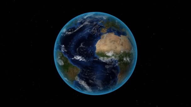 Puerto Rico. 3D Earth i rymden-zooma in på Puerto Rico beskrivs. Star Sky bakgrund — Stockvideo