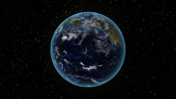 Tajiquistão. Terra 3D no espaço - zoom no Tajiquistão delineado. Céu estrelado fundo — Vídeo de Stock