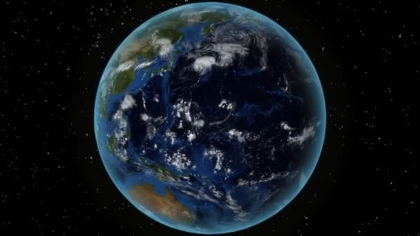 Ταϊλάνδη. 3D Earth στο διάστημα-ζουμ στην Ταϊλάνδη σκιαγραφείται. Αστέρι στο φόντο του ουρανού — Αρχείο Βίντεο