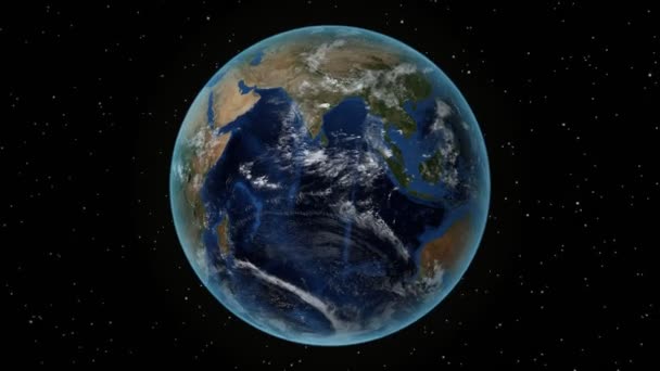 Ουγκάντα. 3D Earth στο διάστημα-ζουμ στην Ουγκάντα σκιαγράφησε. Αστέρι στο φόντο του ουρανού — Αρχείο Βίντεο