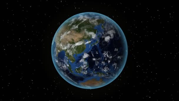 Regno Unito. Terra 3D nello spazio - ingrandisci il Regno Unito. Cielo stellato sfondo — Video Stock