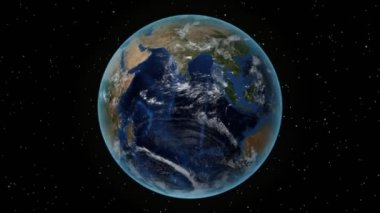 Zimbabwe. 3D Earth in space - zoom in on Zimbabwe outlined. Star sky background