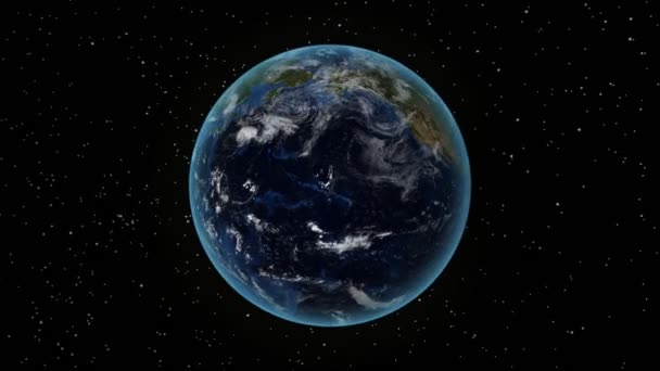 Uzbekistan. Terra 3D nello spazio - ingrandisci l'Uzbekistan delineato. Cielo stellato sfondo — Video Stock