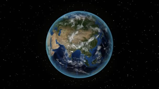 Αυστρία. το 3D Earth στο διάστημα-ζουμ στην Αυστρία περιέγραψε. Αστέρι στο φόντο του ουρανού — Αρχείο Βίντεο