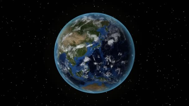 Μολδαβία. 3D Earth στο διάστημα-ζουμ στη Μολδαβία σκιαγραφείται. Αστέρι στο φόντο του ουρανού — Αρχείο Βίντεο