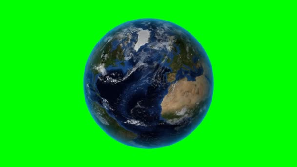 В Канаде. 3D Земля в космосе - увеличьте изображение Канады. Зеленый фон экрана — стоковое видео